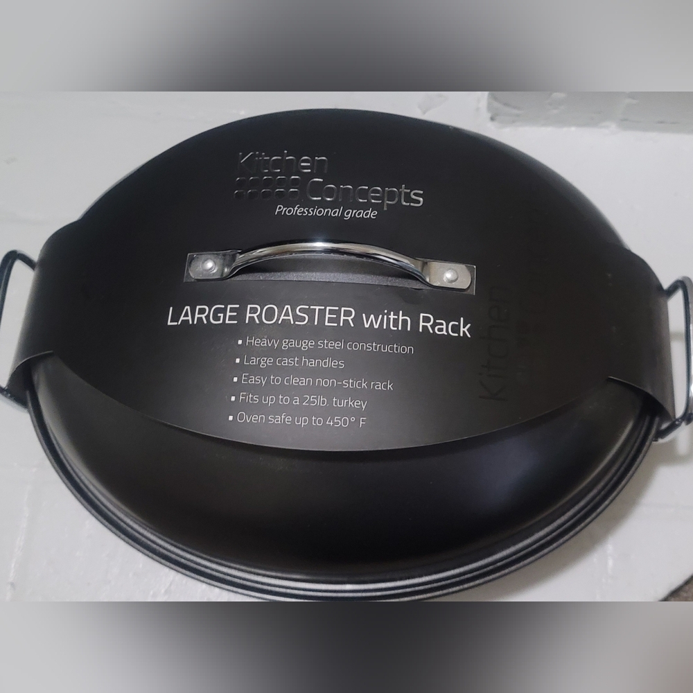 Kitchen Concepts Black Large Roaster Pan with Rack